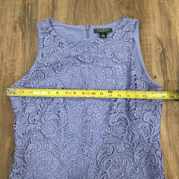 Lauren Ralph Lauren Blue Lace Zipper Closure Dress Size 10 - Picture 4 of 6